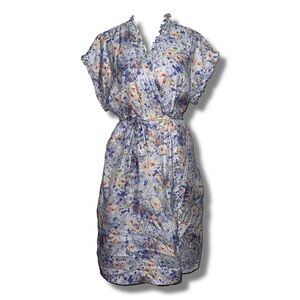 Oscar de la Renta Floral Satin Short Robe